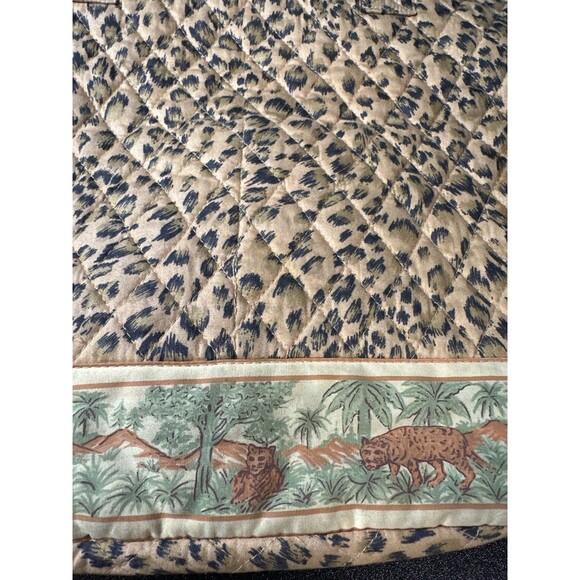 Naples Bag Co. Quilted Tote Bag Leopard Jungle Print Braided Handles 13x12x4 - Picture 6 of 10